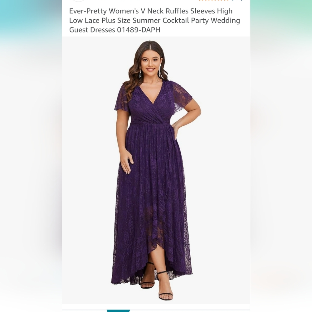 Ever Pretty V-Neck Purple Lace Maxi Dress